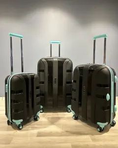 İvs Premium Klasik 3'lü Valiz Seti - Siyah Turkuaz