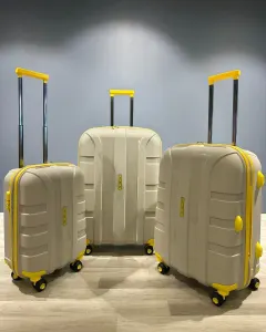 İvs Premium Klasik 3'lü Valiz Seti - Bej Sarı