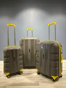 İvs Premium Klasik 3'lü Valiz Seti - Gri Sarı