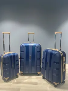 İvs Premium Klasik 3'lü Valiz Seti - Lacivert Krem