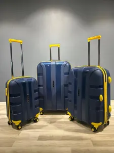 İvs Premium Klasik 3'lü Valiz Seti - Lacivert Sarı