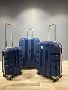 İvs Premium Klasik 3'lü Valiz Seti - Lacivert Bej