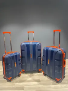 İvs Premium Klasik 3'lü Valiz Seti - Lacivert Turuncu