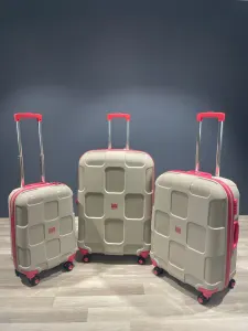 İvs Premium Kare Valiz Seti - Bej Fuşya