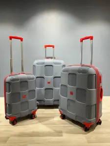 İvs Premium Kare Valiz Seti - Duman Kırmızı