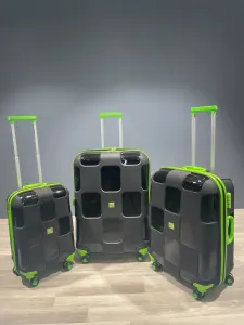 İvs Premium Kare Valiz Seti - Siyah Yeşil
