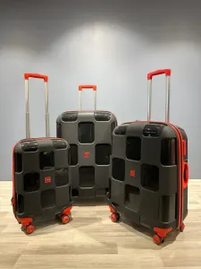 İvs Premium Kare Valiz Seti - Siyah Kırmızı