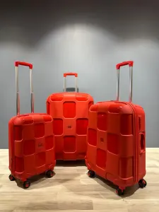 İvs Premium Kare Valiz Seti - Kırmızı