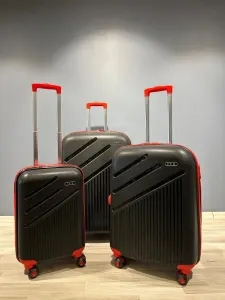 İvs Premium Uçak Valiz Seti - Siyah Kırmızı