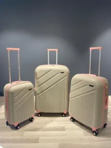 İvs Premium Uçak Valiz Seti - Bej Pudra